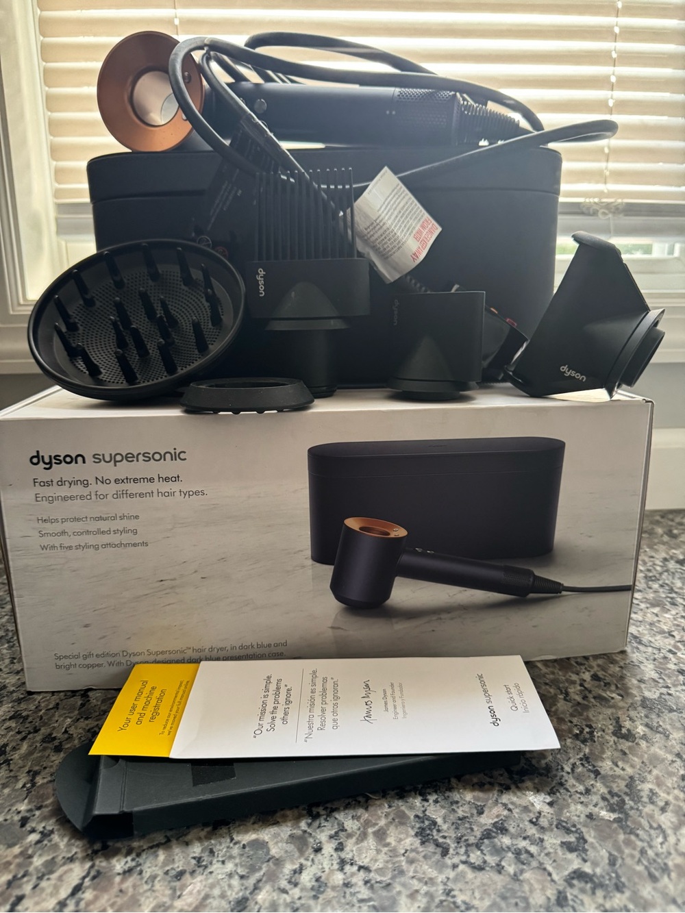 Dyson Supersonic Hair Dryer — Dark Blue with Copper Accents